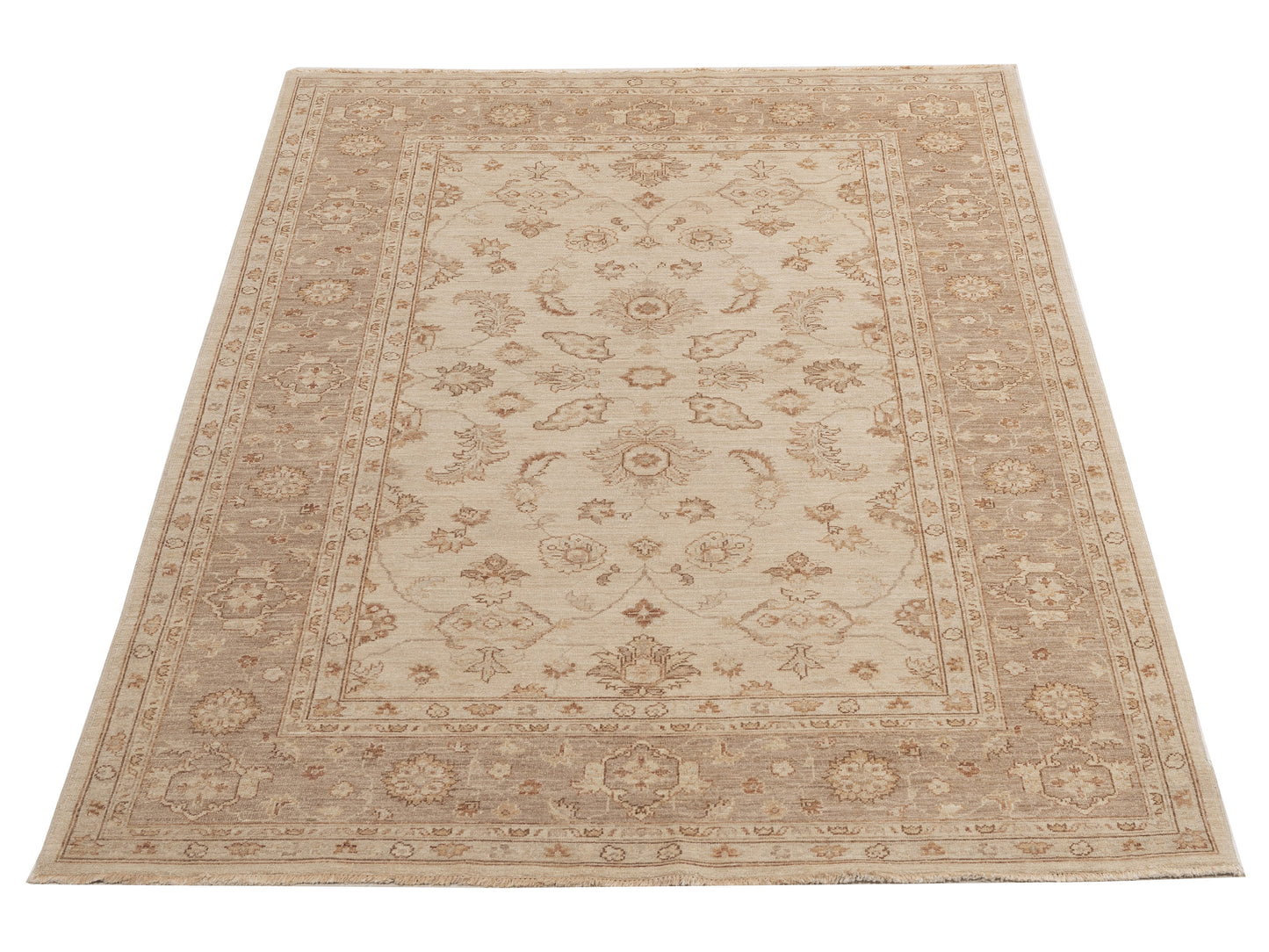 Lailora Ivory Brown 5.10x8.8 Hand Knotted Rug