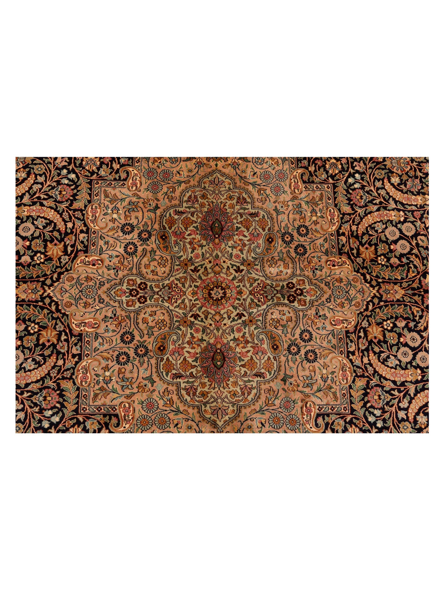 Pure Silk Black Camel 8.11x12.3 Hand Knotted Rug