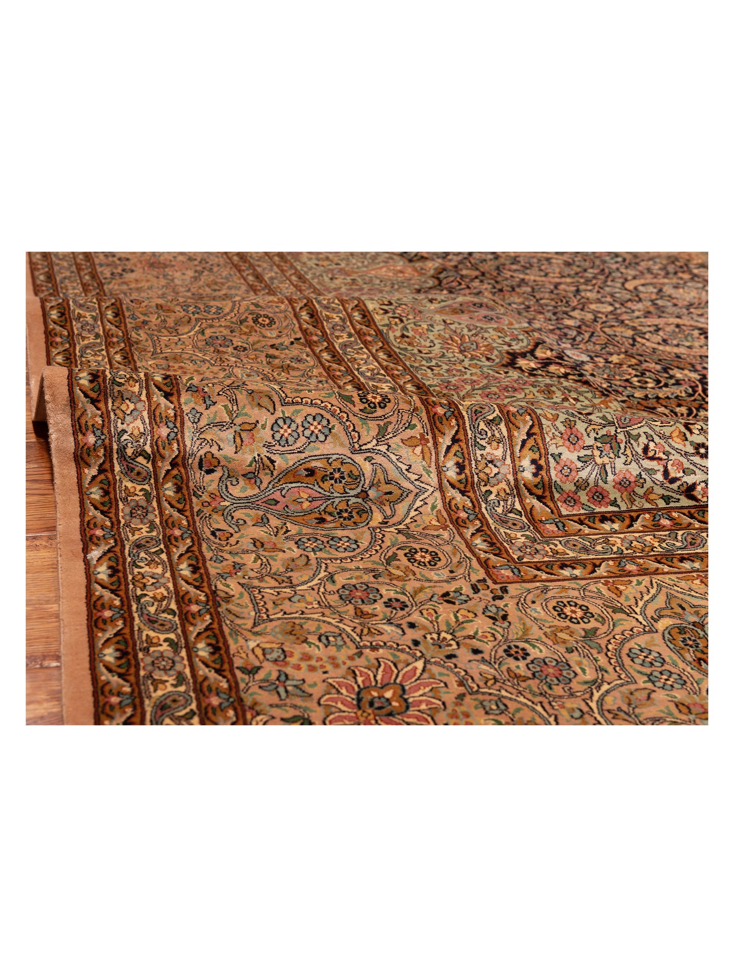 Pure Silk Black Camel 8.11x12.3 Hand Knotted Rug