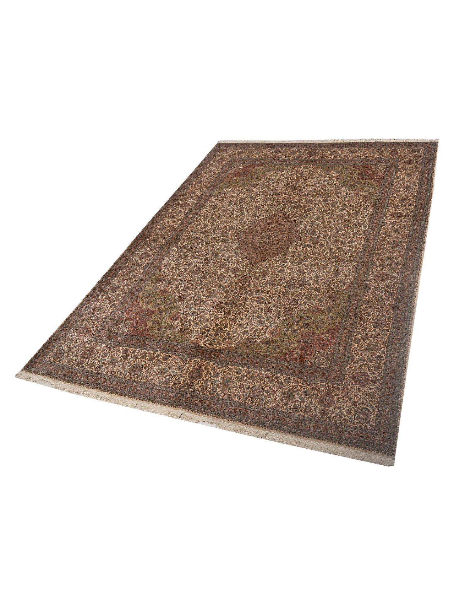 Pure Silk Ivory Ivory 9.1x12.6 Hand Knotted Rug