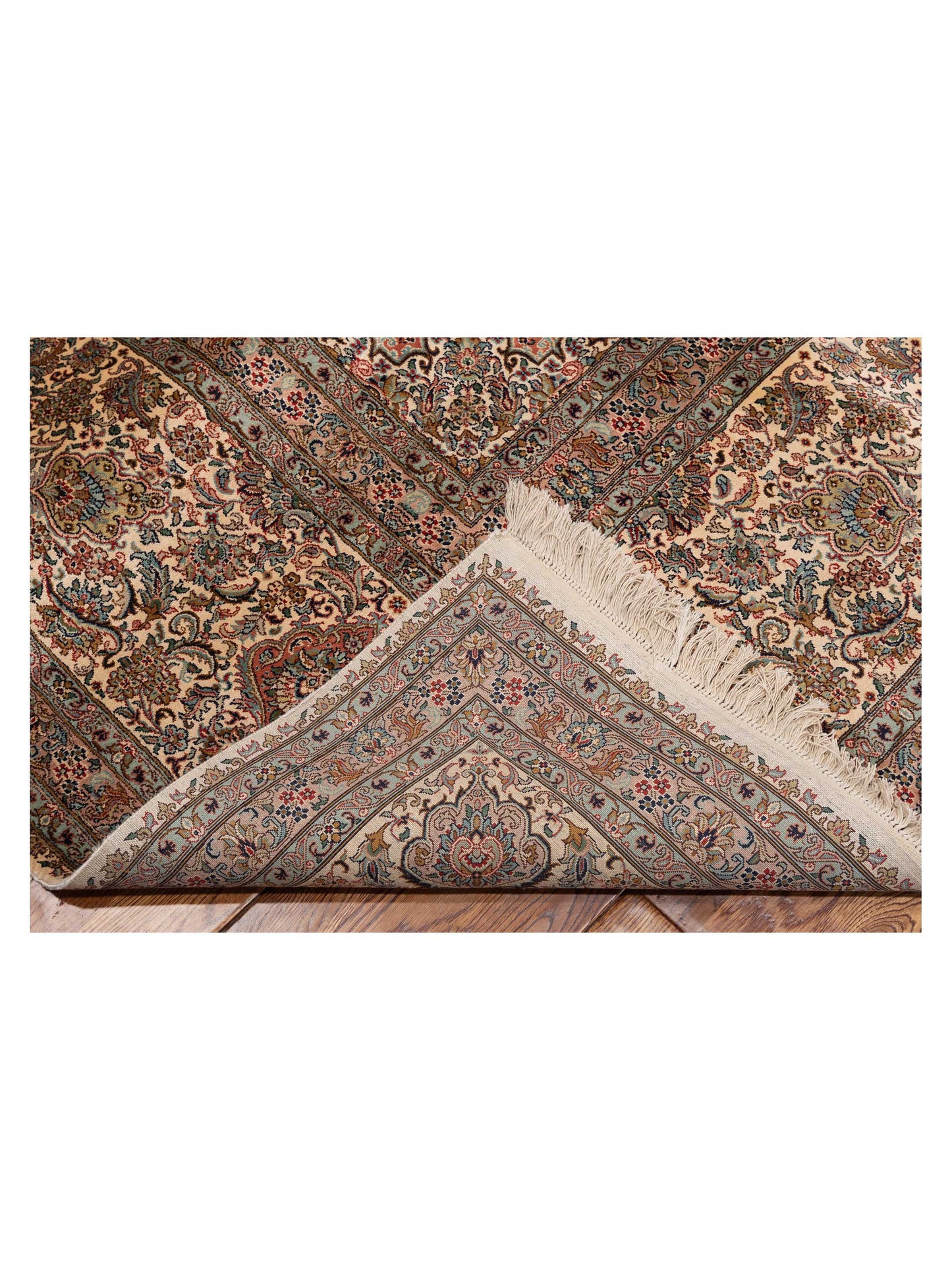 Pure Silk Ivory Ivory 9.1x12.6 Hand Knotted Rug