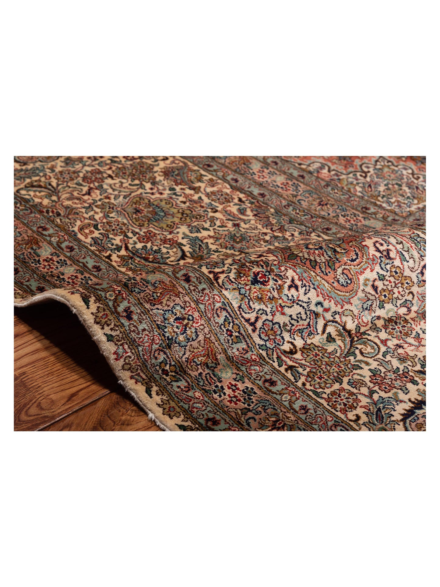 Pure Silk Ivory Ivory 9.1x12.6 Hand Knotted Rug