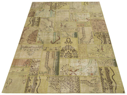 Patchwork Green 9x12 Hand Knotted Rug