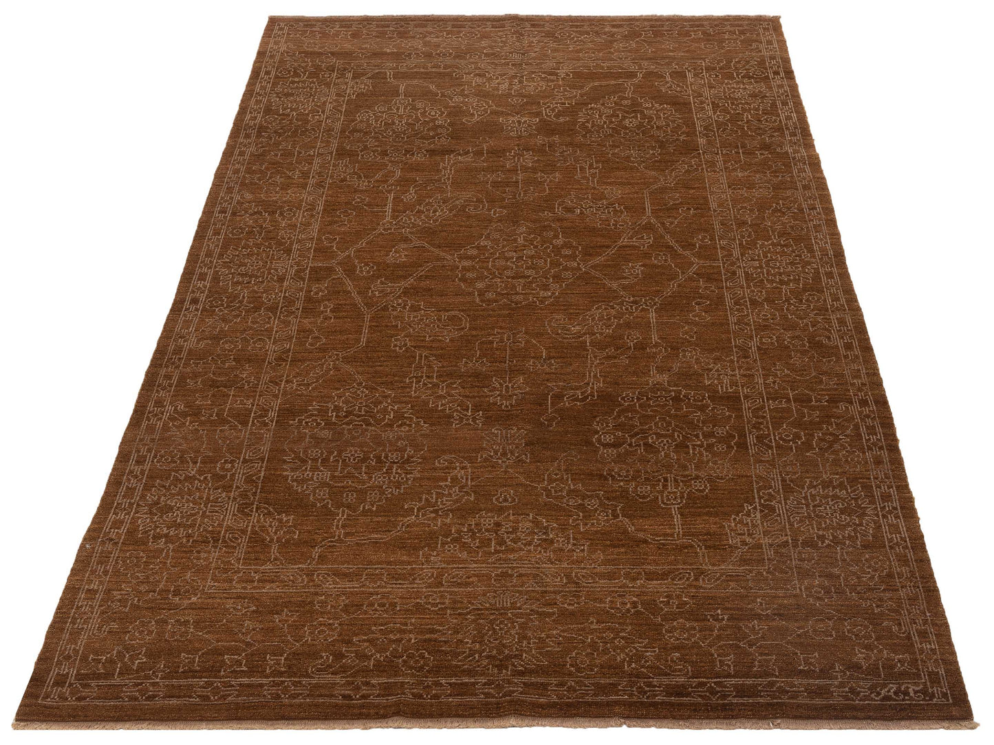 Elowen Brown Silver 6.2x9 Hand Knotted Rug