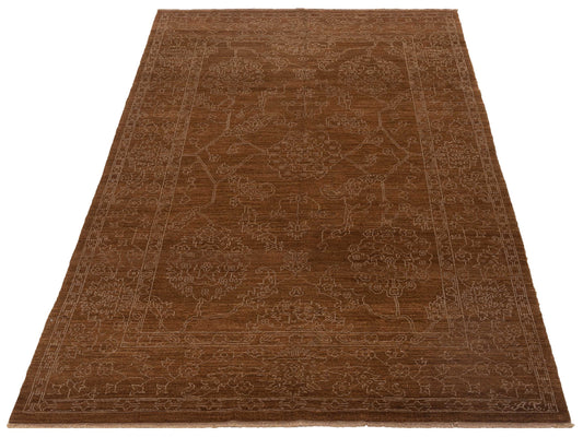 Elowen Brown Silver 6.2x9 Hand Knotted Rug