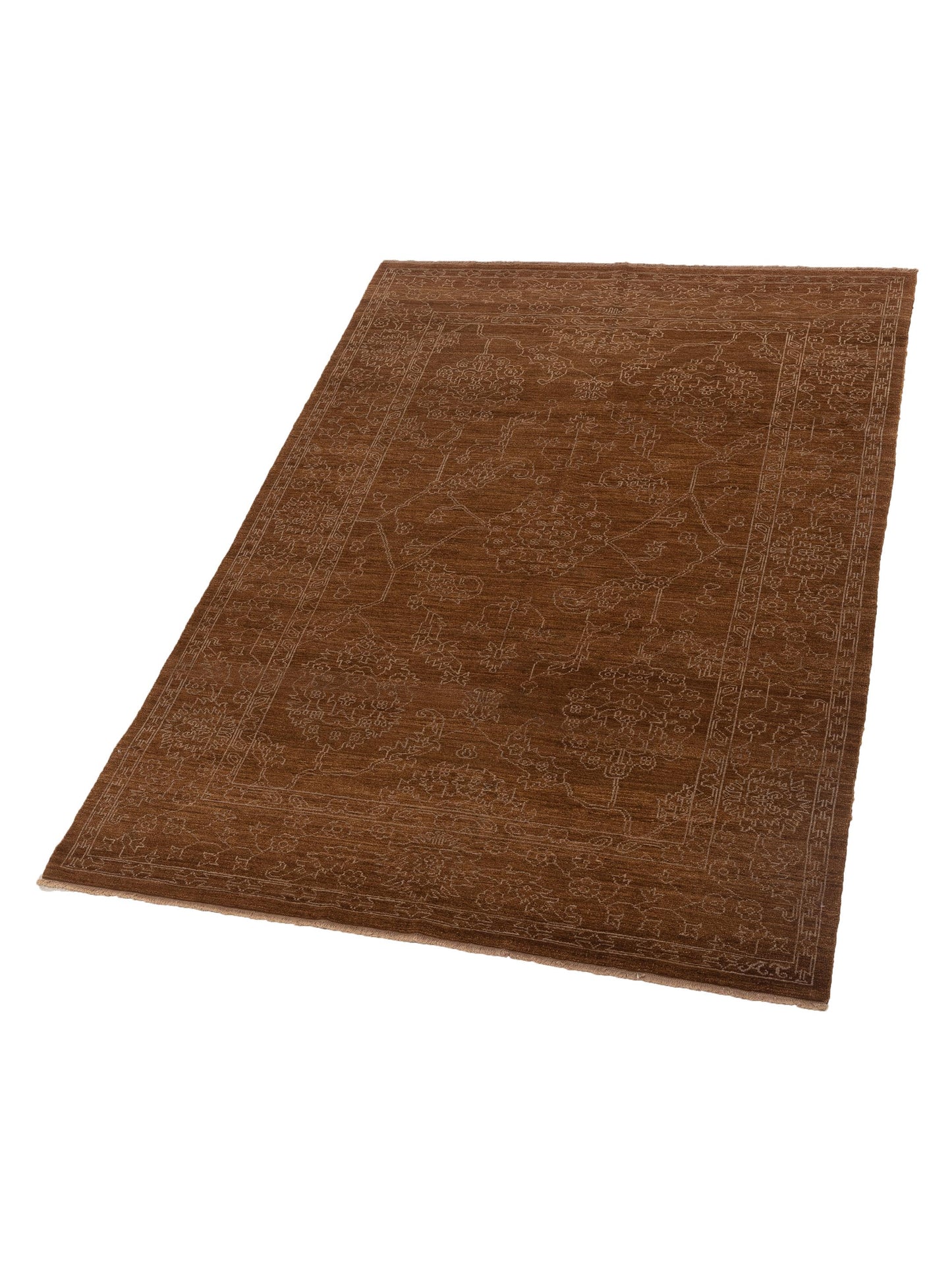 Elowen Brown Silver 6.2x9 Hand Knotted Rug