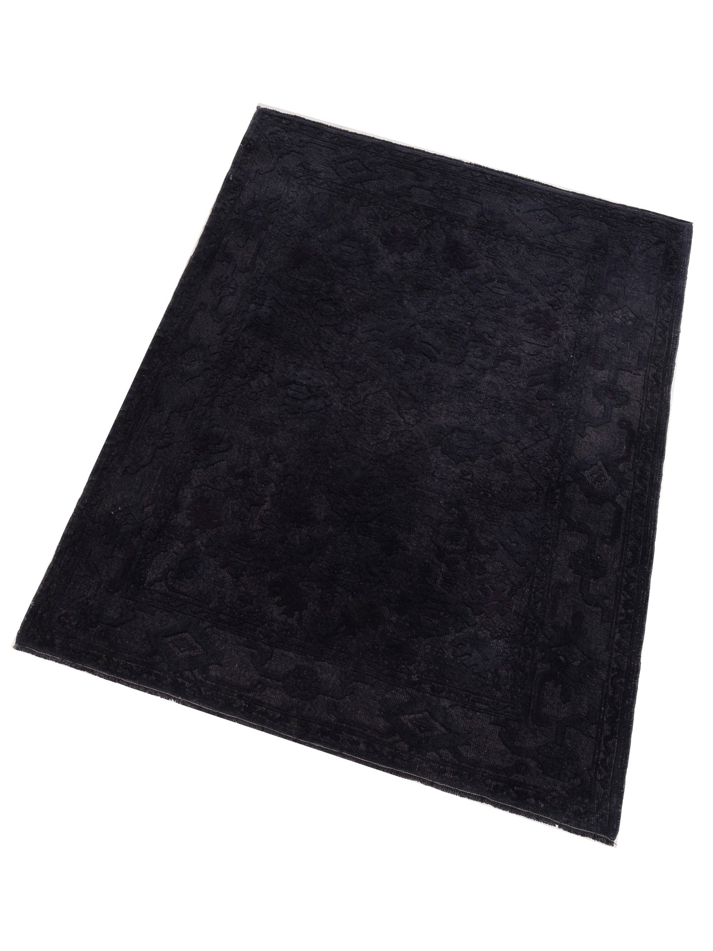 Vintage Black 5.9x8.4 Hand Knotted Rug