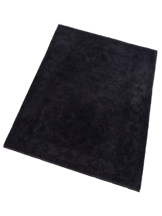 Vintage Black 5.9x8.4 Hand Knotted Rug