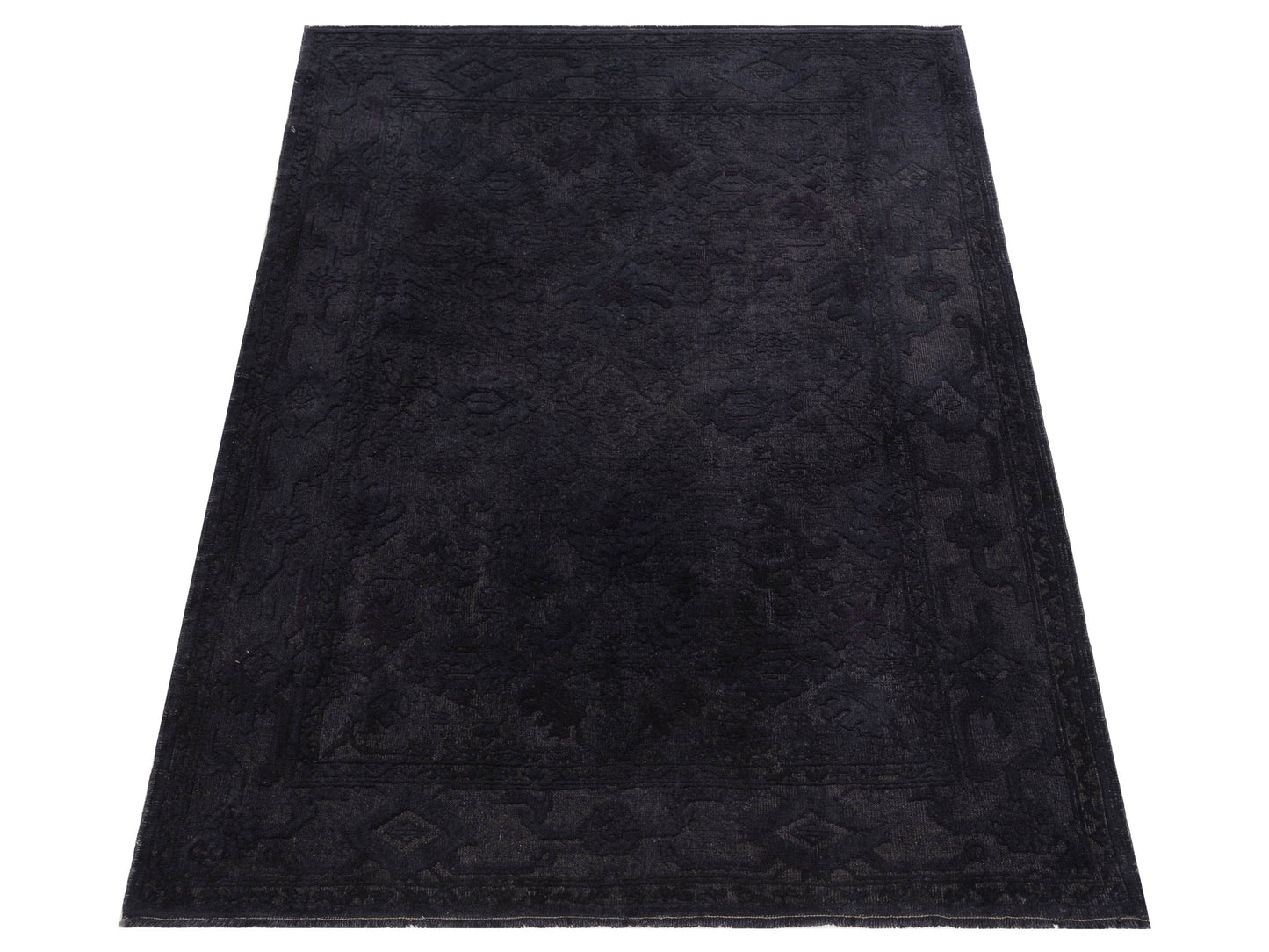 Vintage Black 5.9x8.4 Hand Knotted Rug