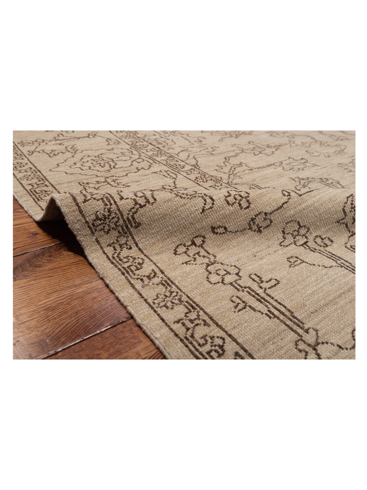 Elowen Beige Brown 8.1x9.11 Hand Knotted Rug