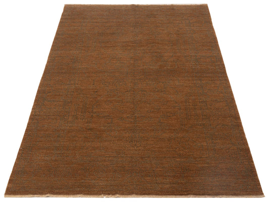 Elowen Brown Green 6.2x9 Hand Knotted Rug