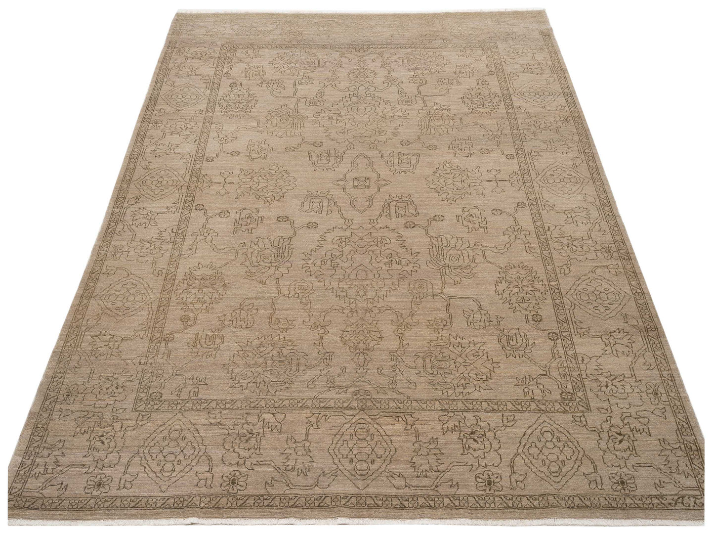 Elowen Beige Green 8.3x9.10 Hand Knotted Rug