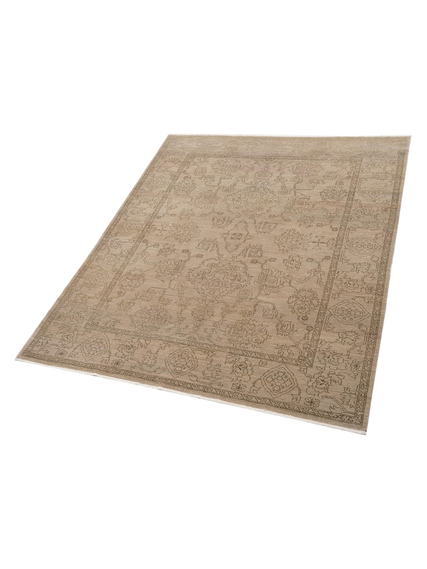 Elowen Beige Green 8.3x9.10 Hand Knotted Rug