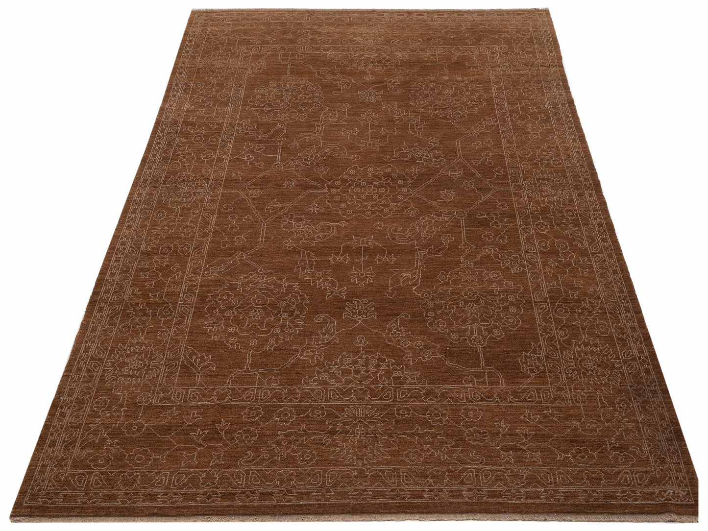 Elowen Brown Silver 8.2x10.1 Hand Knotted Rug