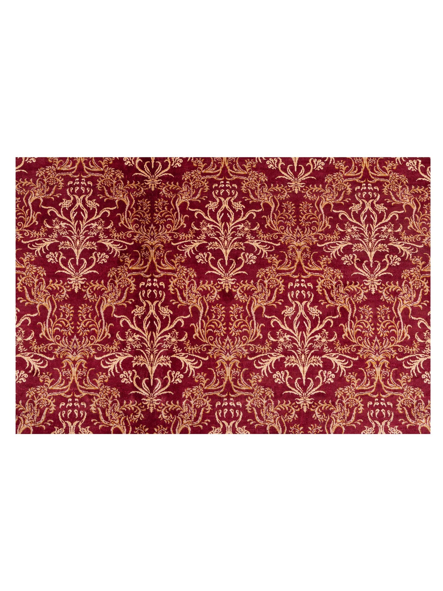 Pure Silk Red Ivory 9.1x12.7 Hand Knotted Rug