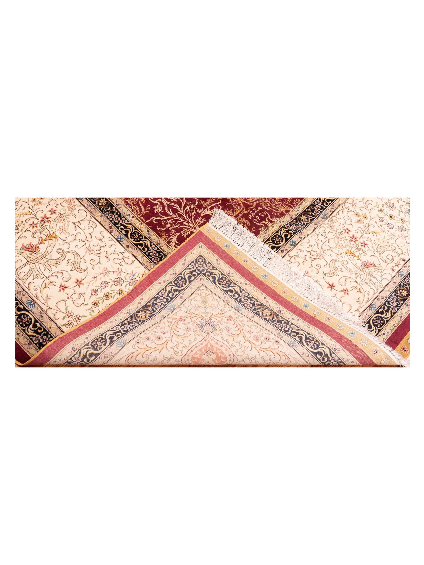 Pure Silk Red Ivory 9.1x12.7 Hand Knotted Rug