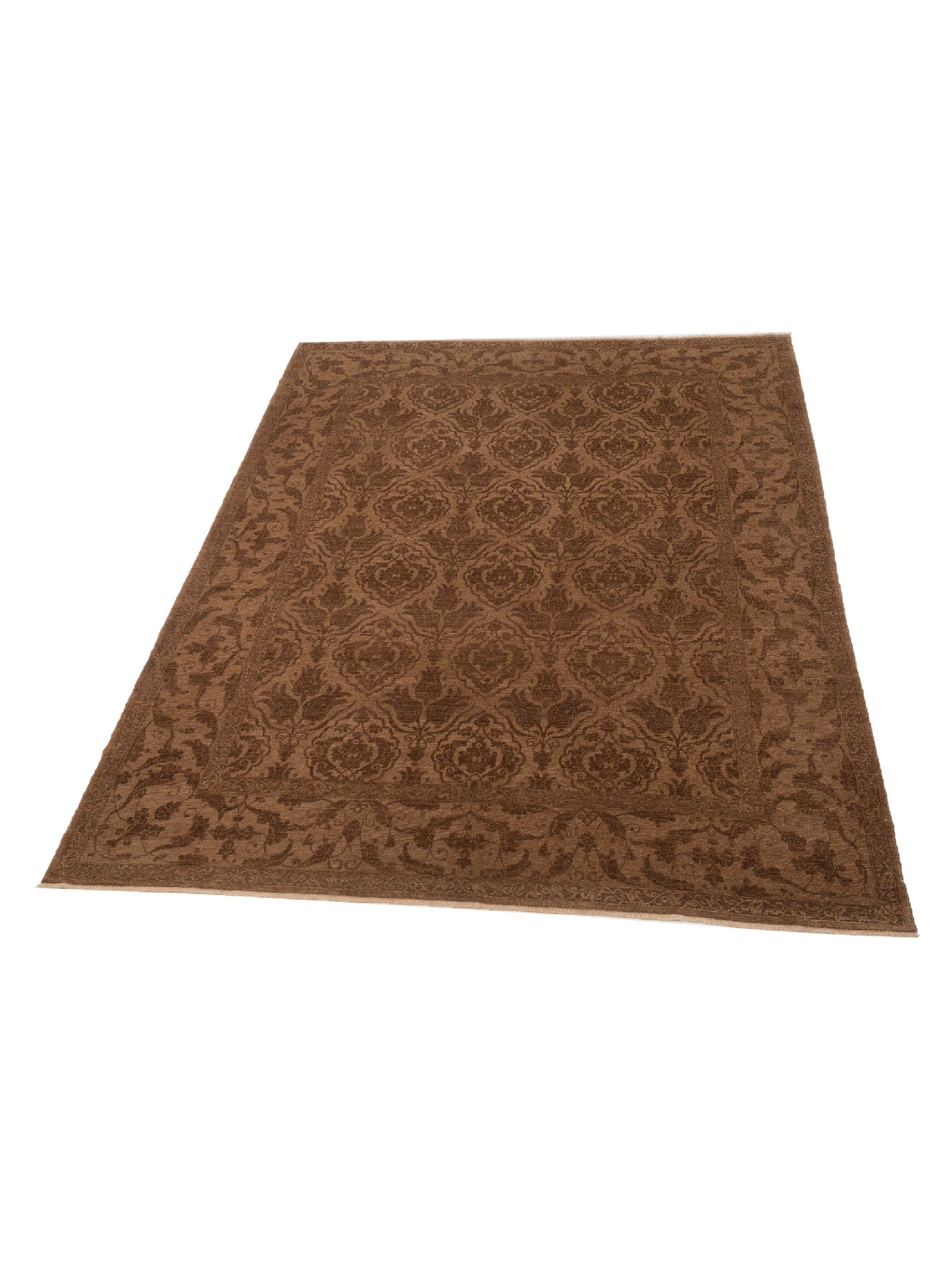 Defnera Brown Dark Brown 9.4x11.8 Hand Knotted Rug