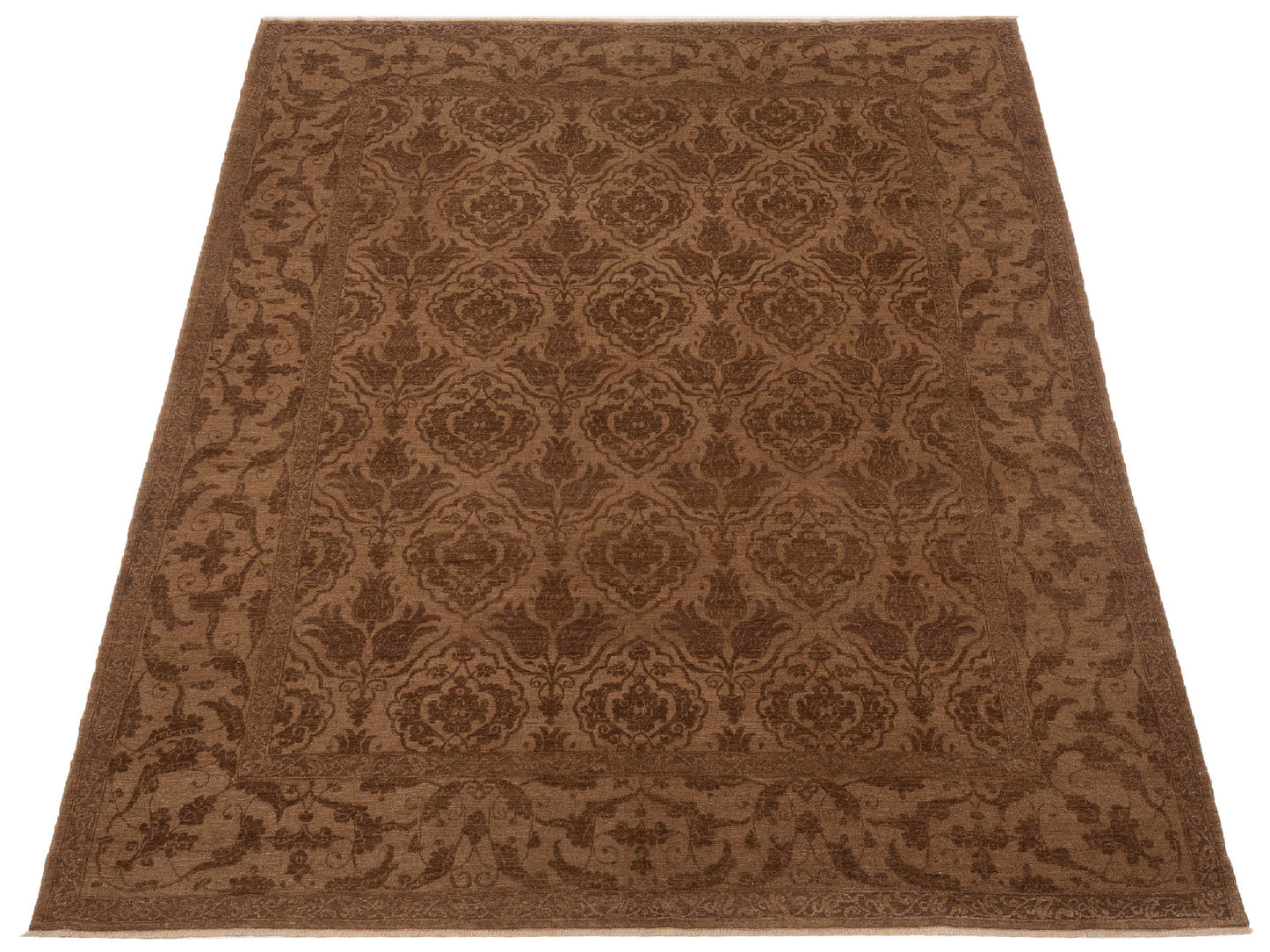 Defnera Brown Dark Brown 9.4x11.8 Hand Knotted Rug