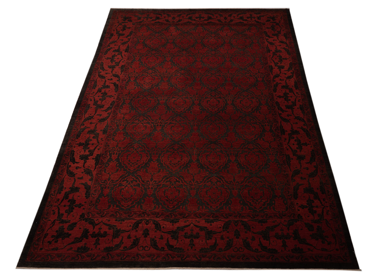 Defnera Charcoal Red 12.7x17.5 Hand Knotted Rug