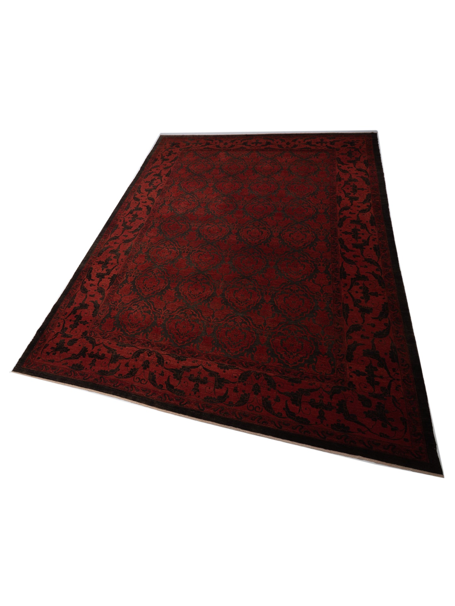 Defnera Charcoal Red 12.7x17.5 Hand Knotted Rug