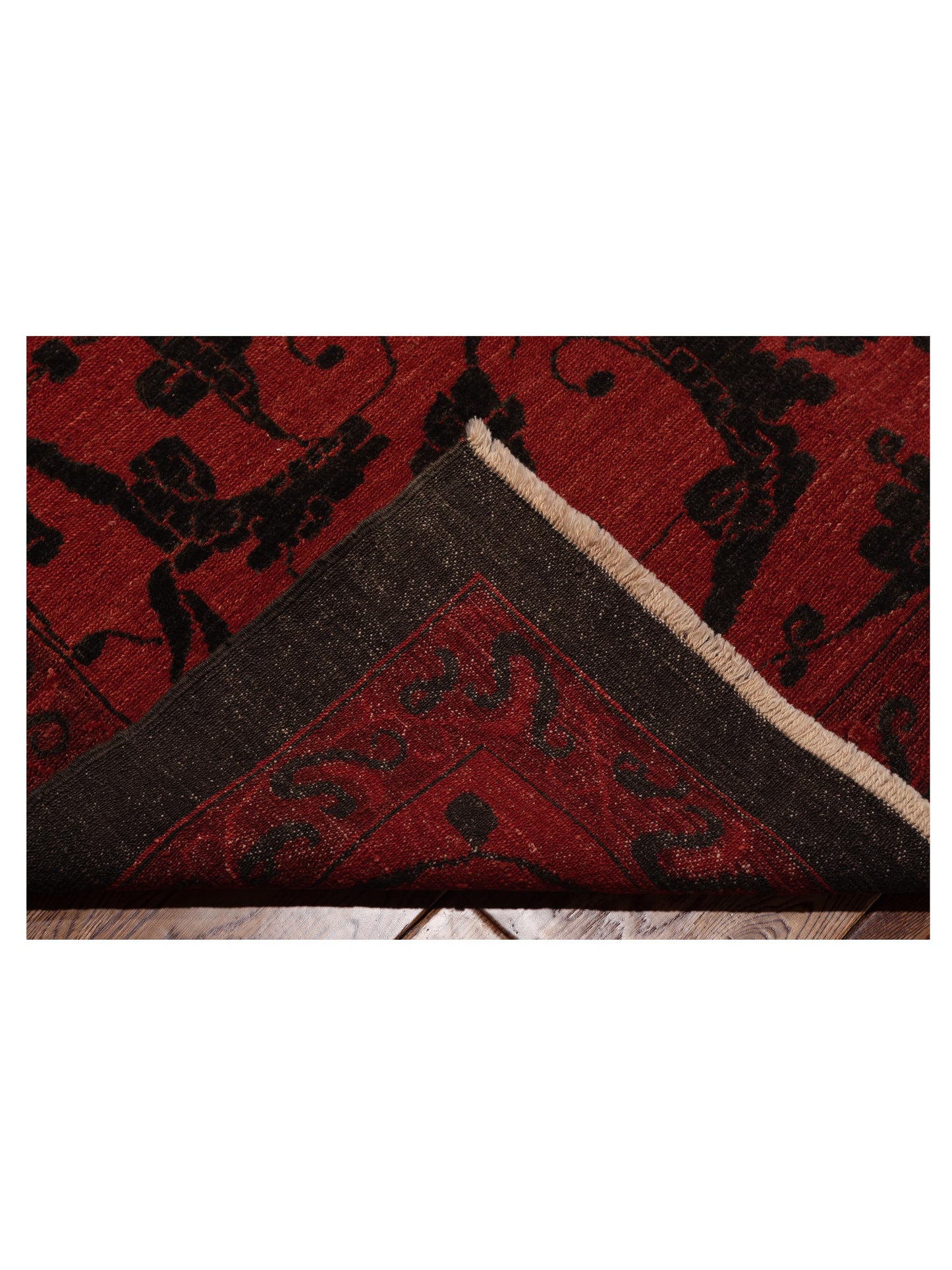 Defnera Charcoal Red 12.7x17.5 Hand Knotted Rug