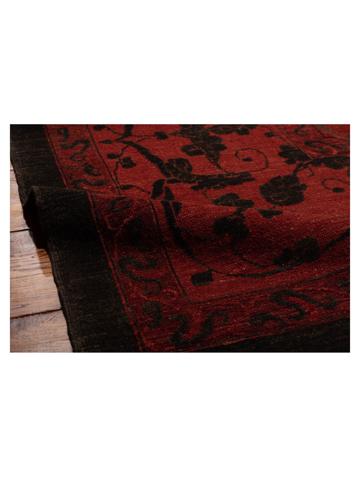 Defnera Charcoal Red 12.7x17.5 Hand Knotted Rug