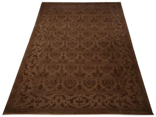 Defnera Brown Dark Brown 12.8x17.7 Hand Knotted Rug