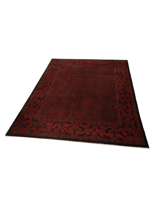 Defnera Charcoal Red 14.10x15.5 Hand Knotted Rug