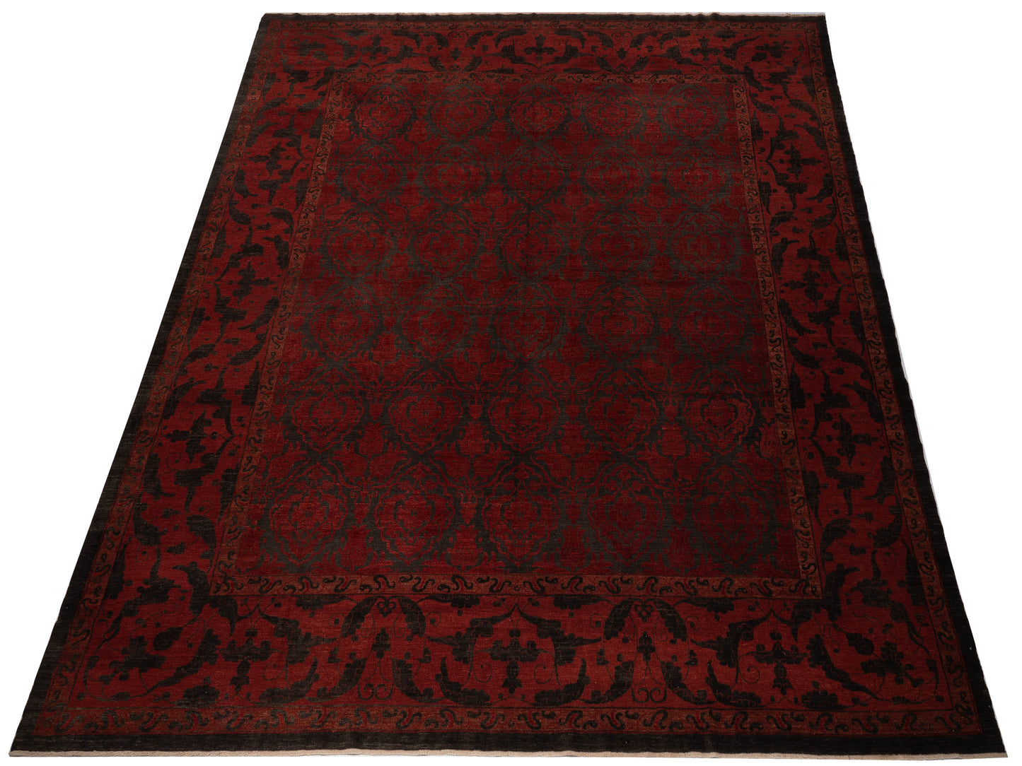 Defnera Charcoal Red 14.10x15.5 Hand Knotted Rug