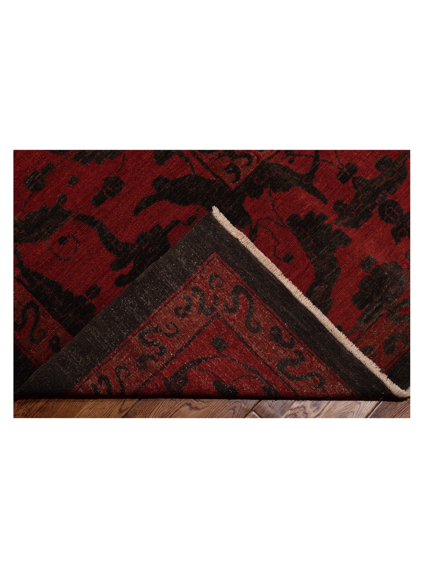 Defnera Charcoal Red 14.10x15.5 Hand Knotted Rug