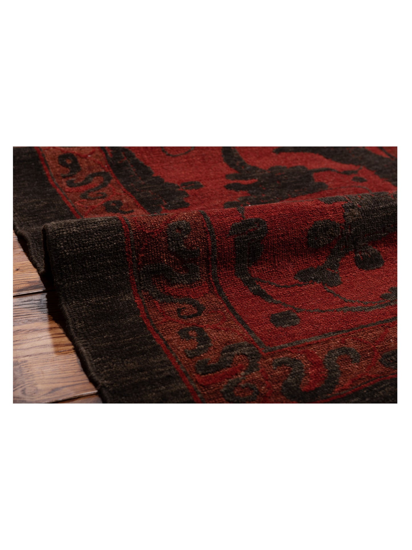 Defnera Charcoal Red 14.10x15.5 Hand Knotted Rug