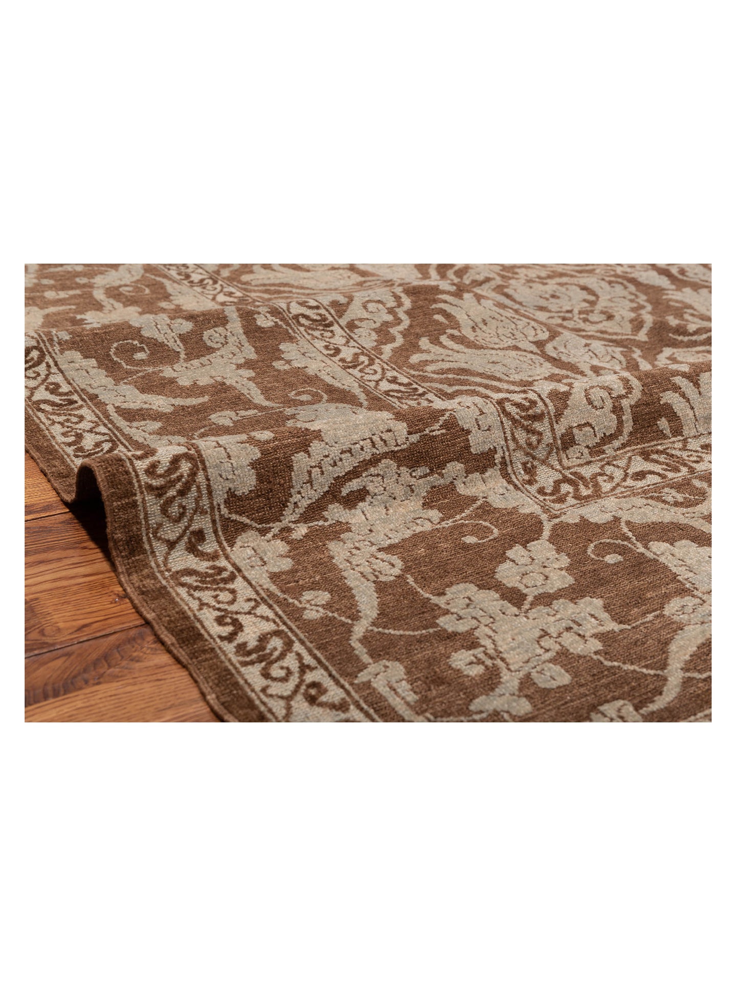Defnera Brown Ice Blue 9.5x11.8 Hand Knotted Rug