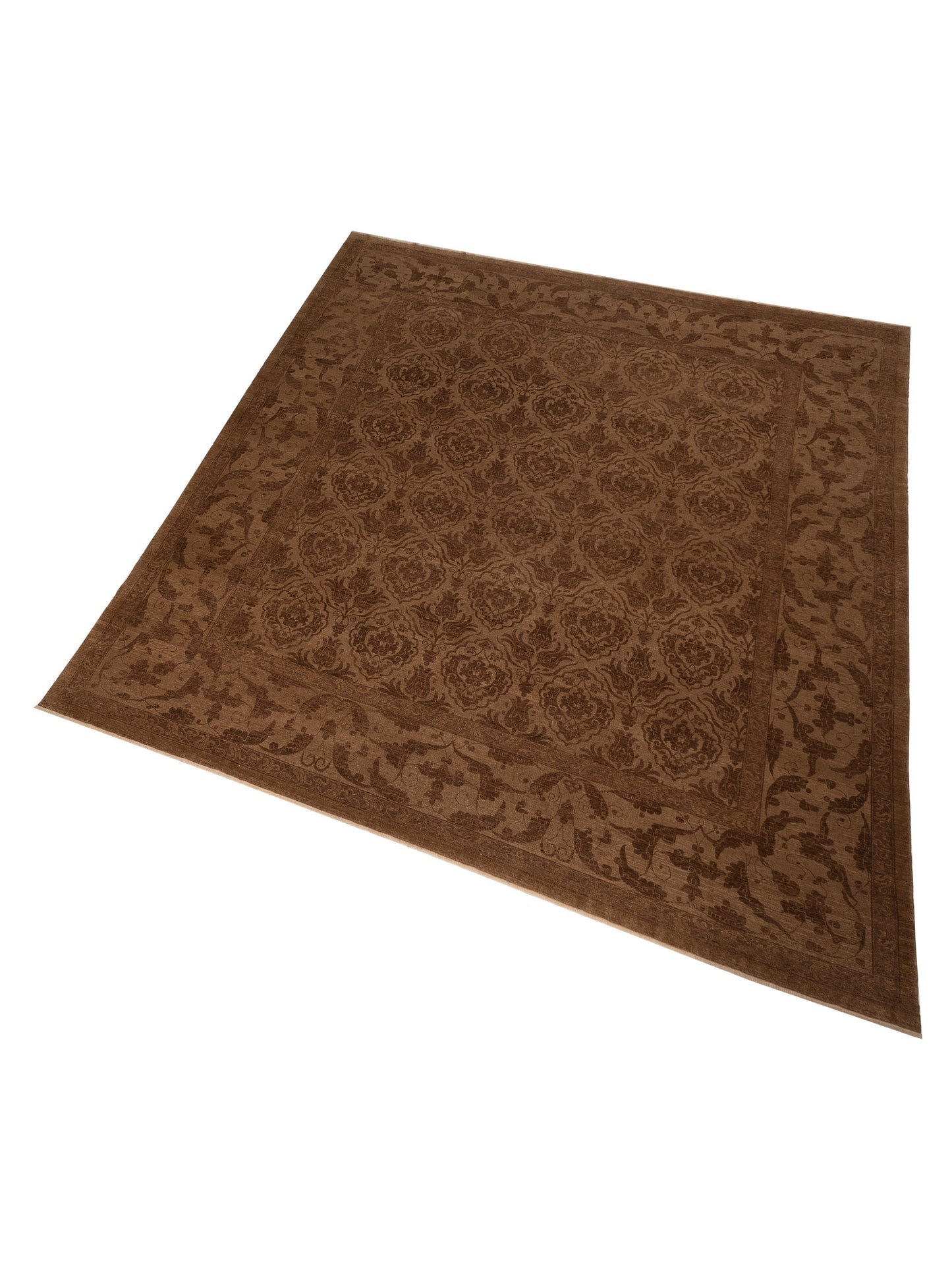 Defnera Brown Dark Brown 14.8x15.7 Hand Knotted Rug