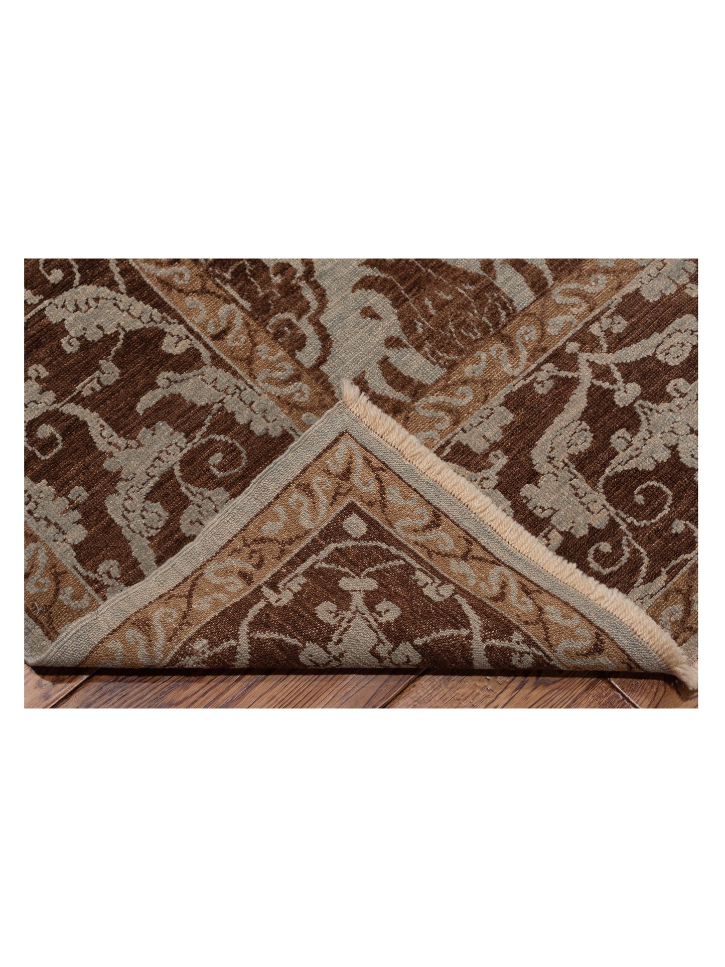 Defnera Ice Blue Brown 8.6x10.1 Hand Knotted Rug