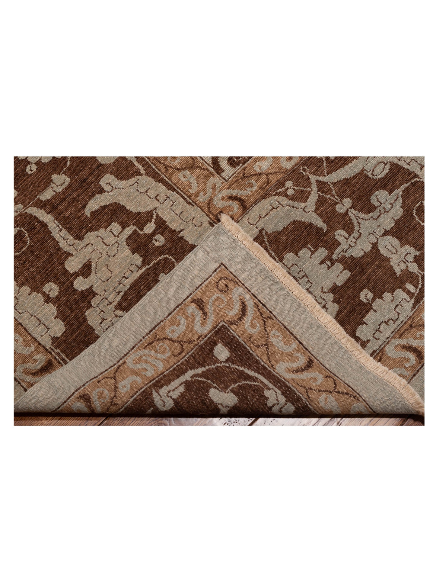 Defnera Ice Blue Brown 12.2x15.3 Hand Knotted Rug