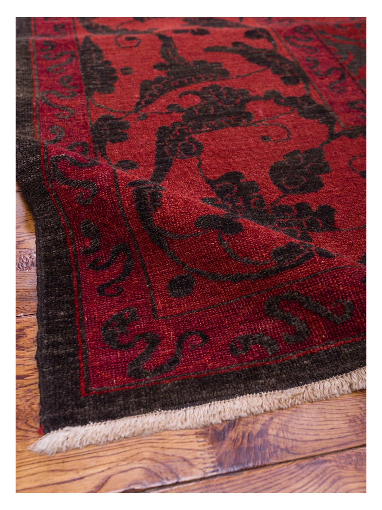 Defnera Charcoal Red 10.5x13.6 Hand Knotted Rug