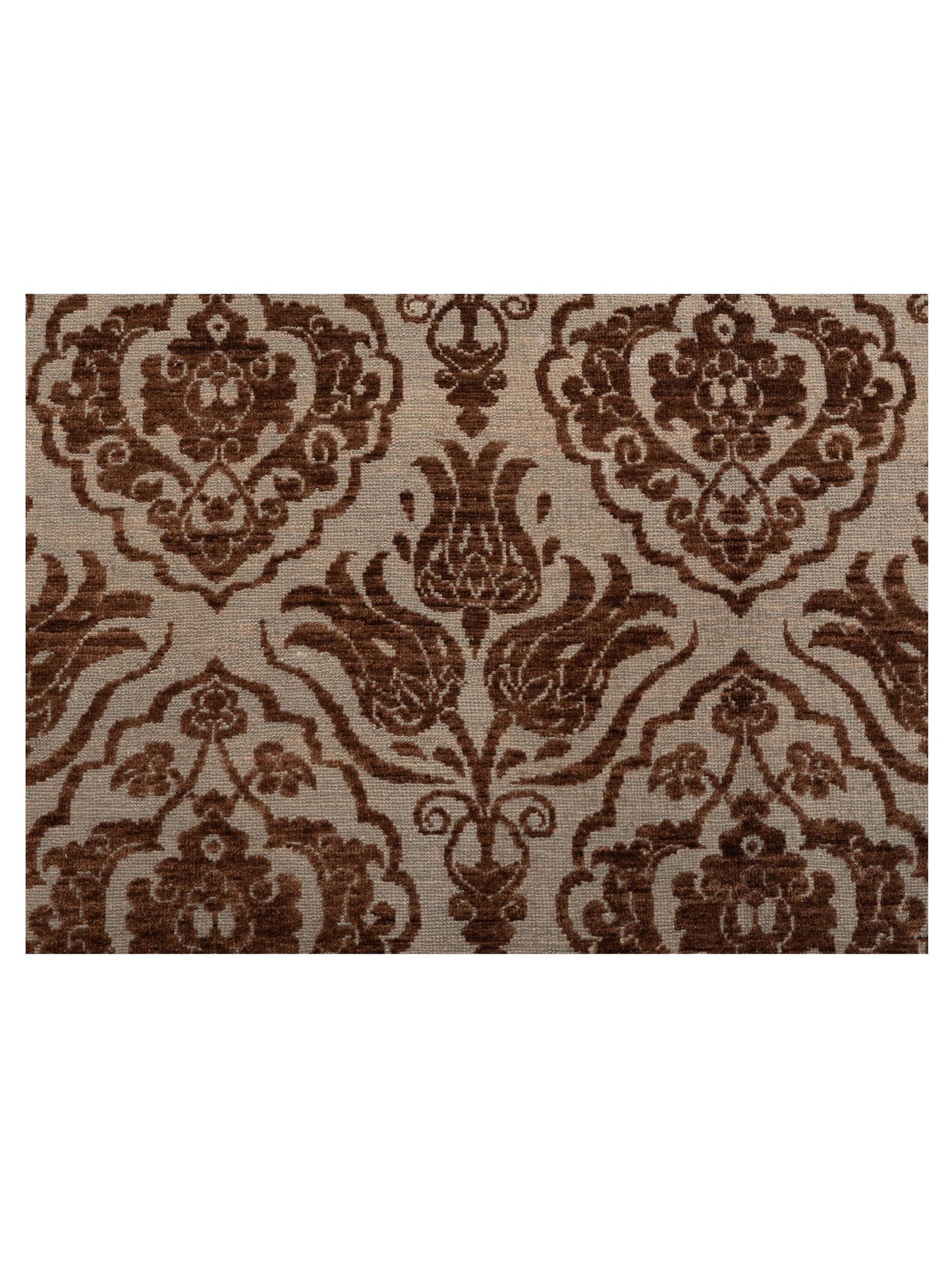 Defnera Ice Blue Brown 9.7x11.9 Hand Knotted Rug