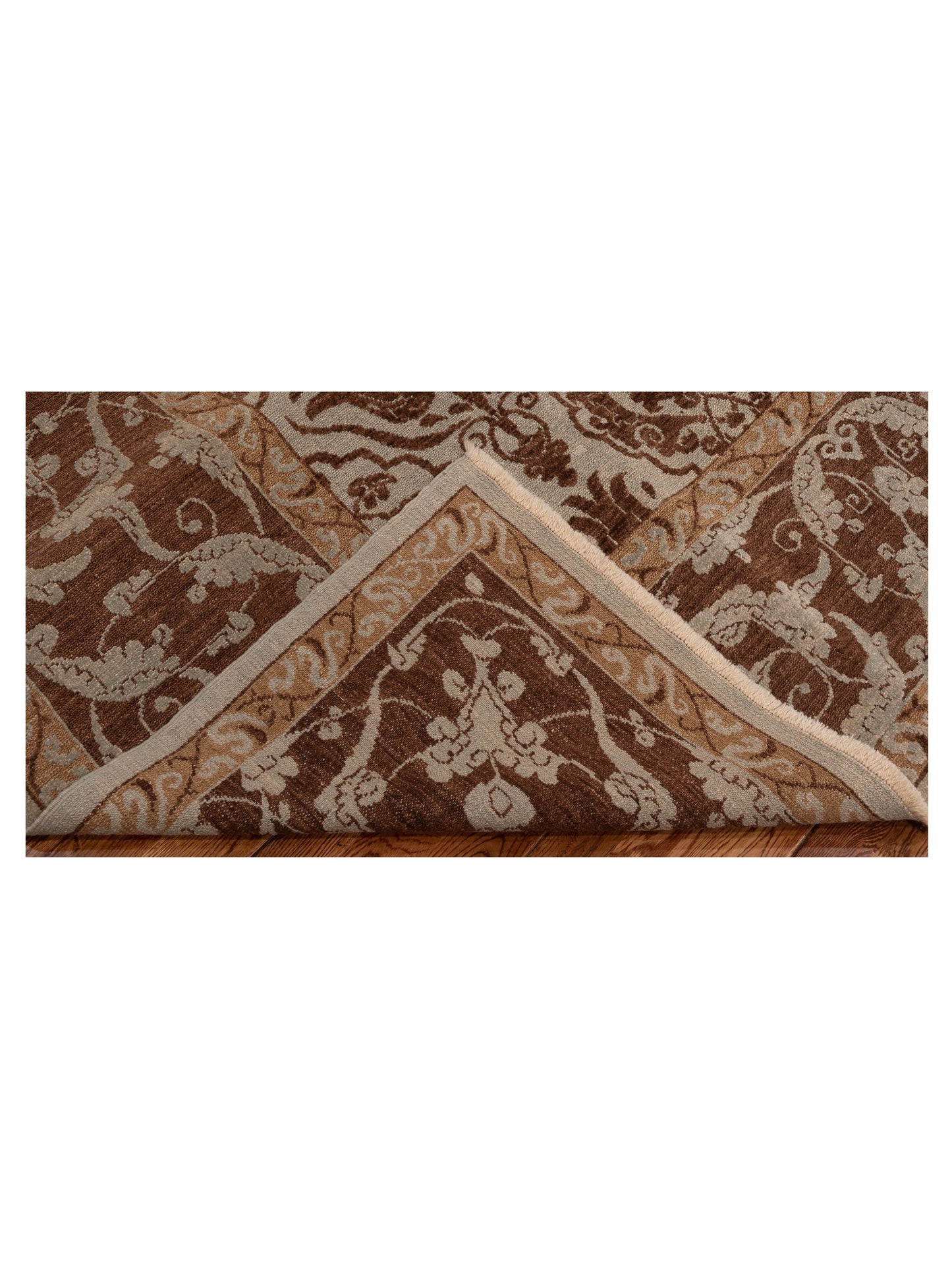 Defnera Ice Blue Brown 9.7x11.9 Hand Knotted Rug