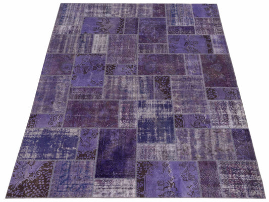 Patchwork Purple 9x12 Hand Knotted Rug