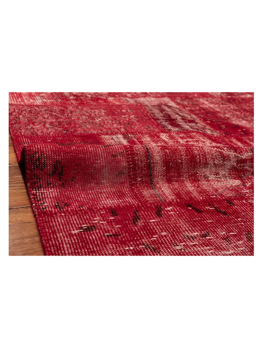 Patchwork Red 9x12 Hand Knotted Rug