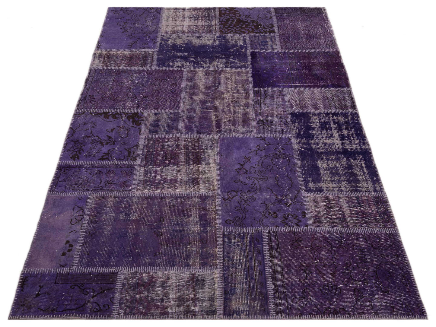 Patchwork Purple 6x9 Hand Knotted Rug