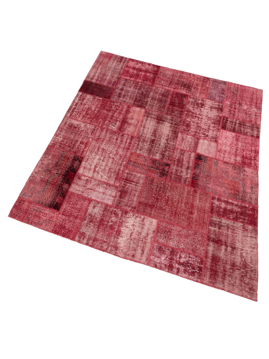 Patchwork Red 8x10 Hand Knotted Rug