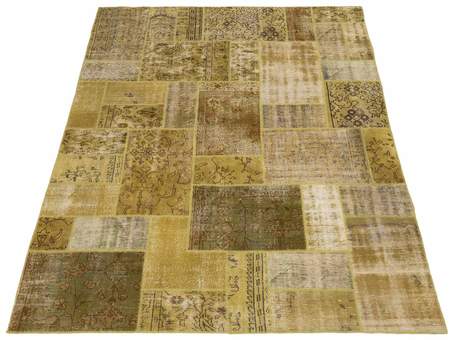 Patchwork Green 8x10 Hand Knotted Rug