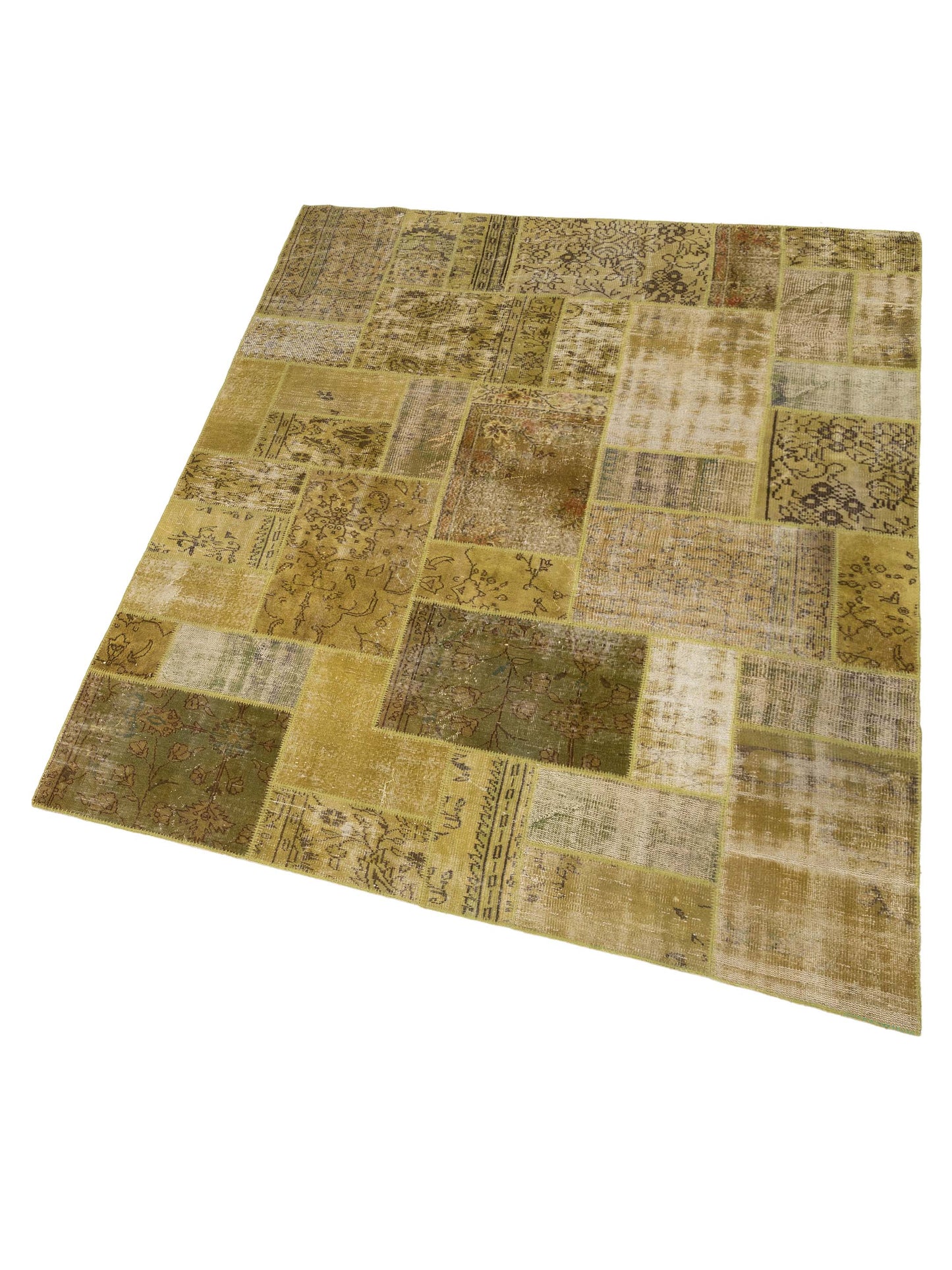 Patchwork Green 8x10 Hand Knotted Rug