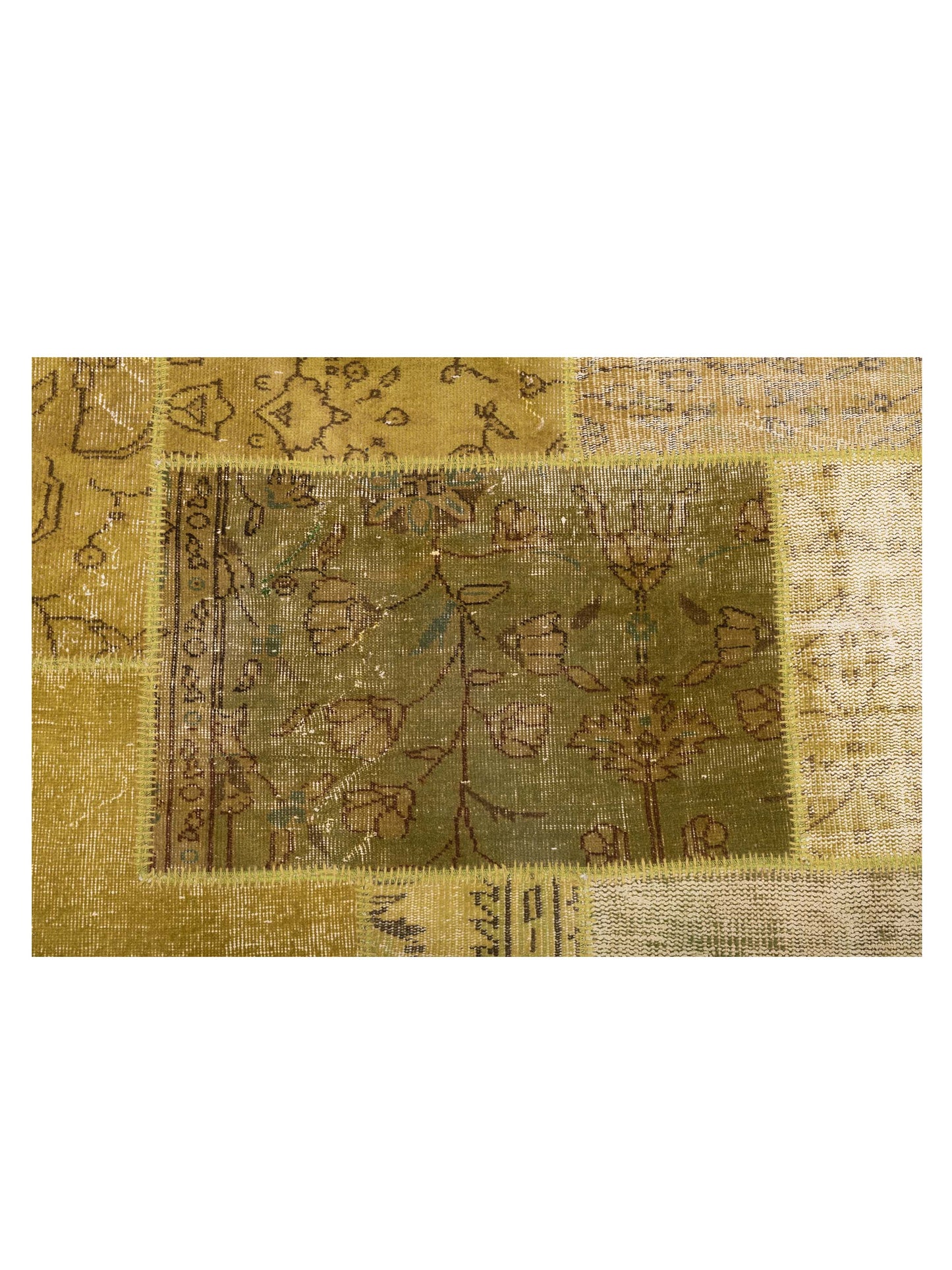 Patchwork Green 8x10 Hand Knotted Rug