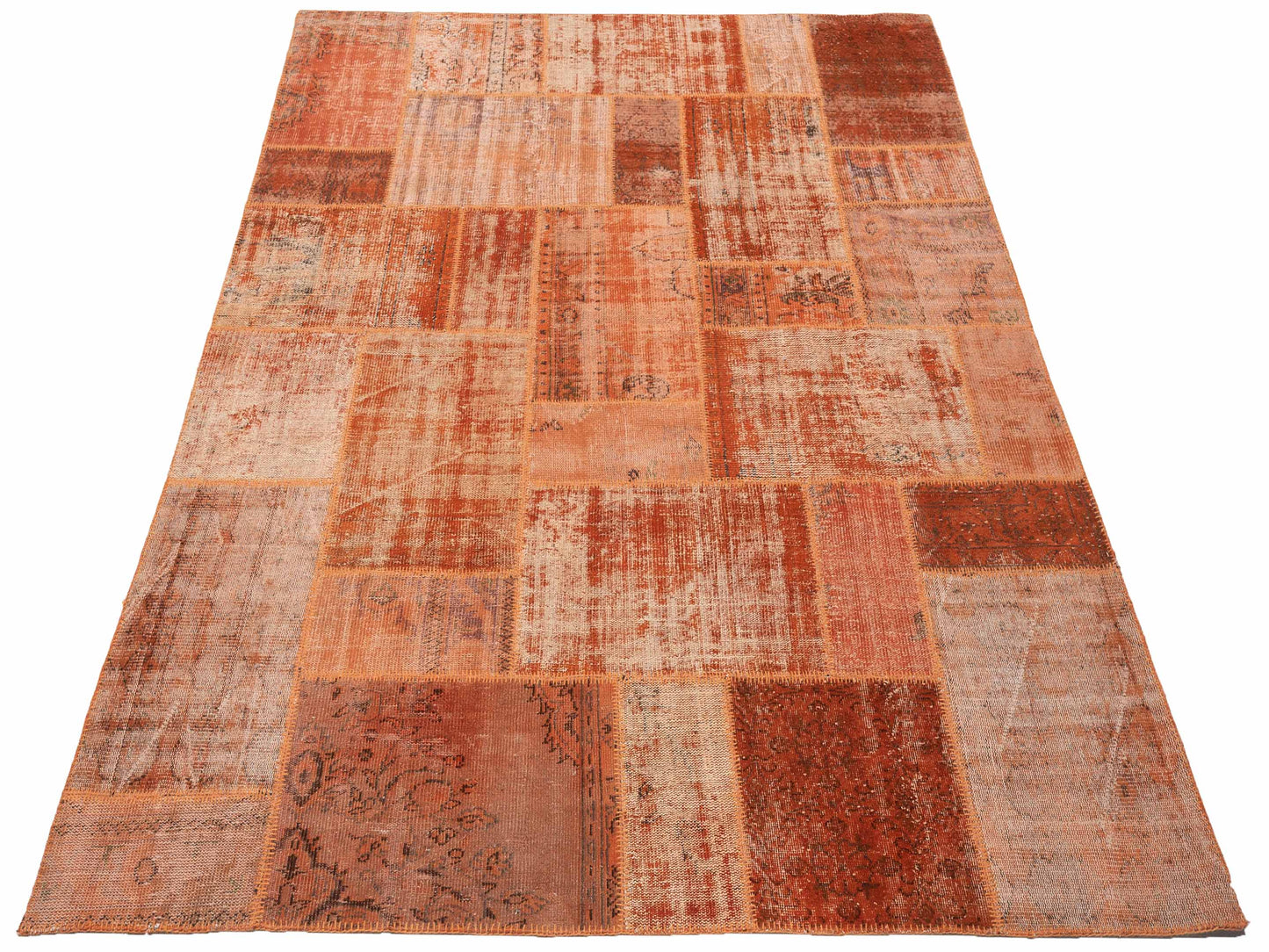 Patchwork Orange 8x10 Hand Knotted Rug