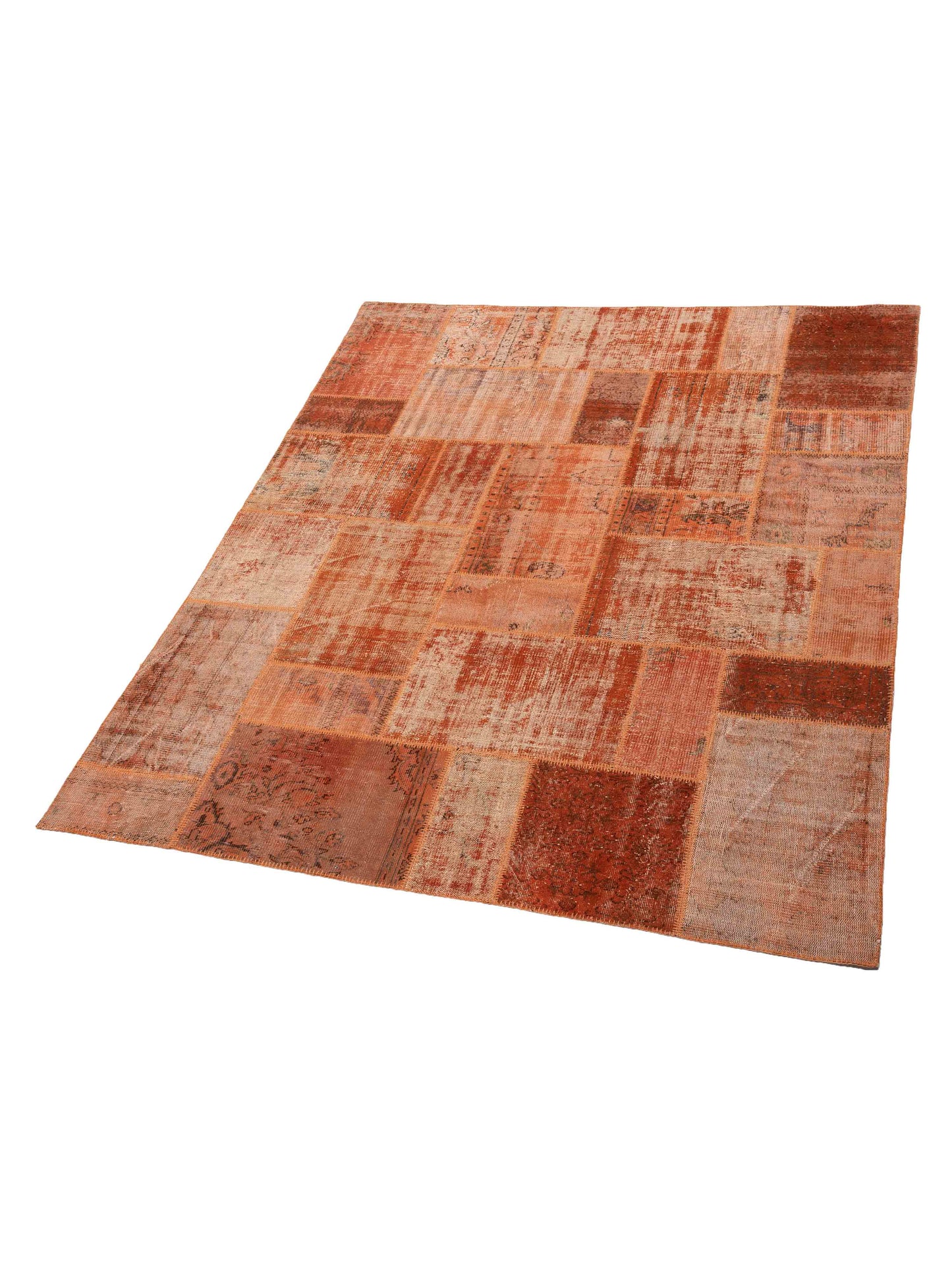 Patchwork Orange 8x10 Hand Knotted Rug