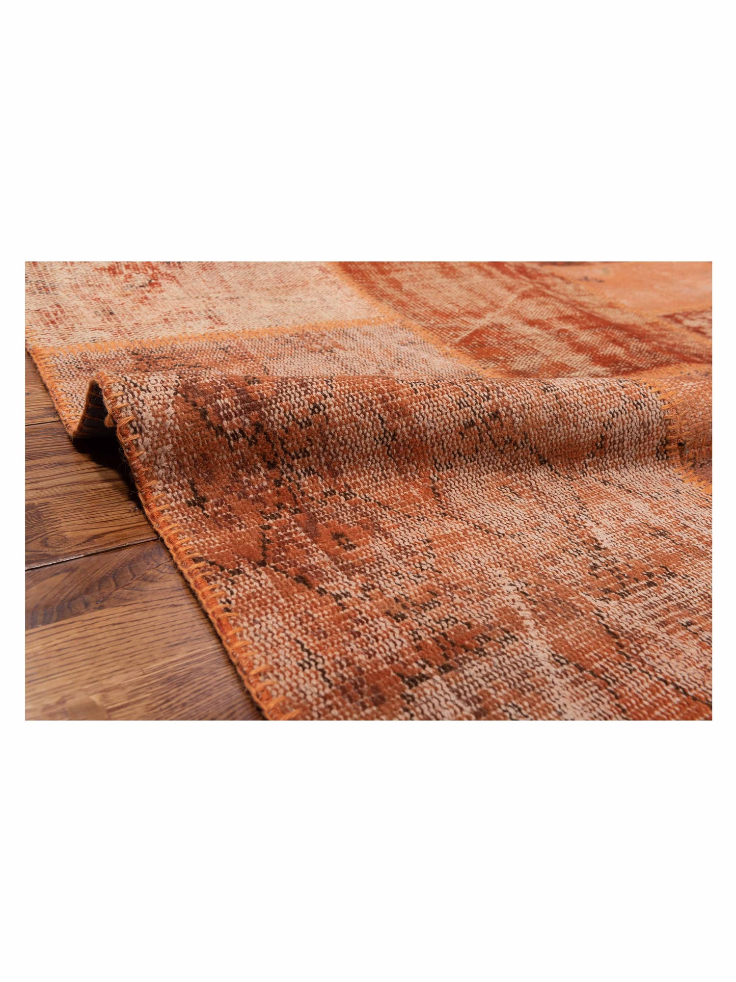 Patchwork Orange 8x10 Hand Knotted Rug