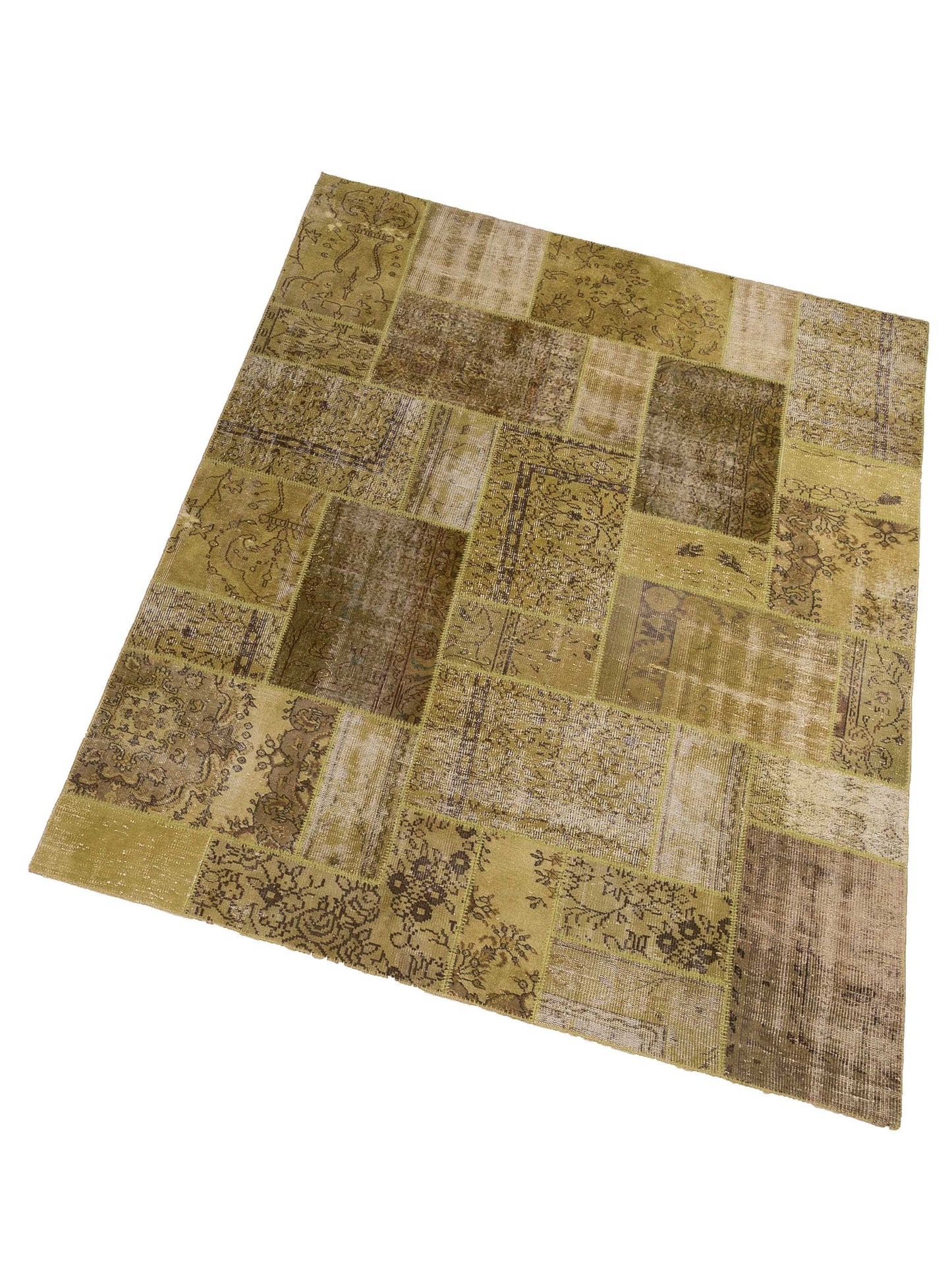 Patchwork Green 8x10 Hand Knotted Rug