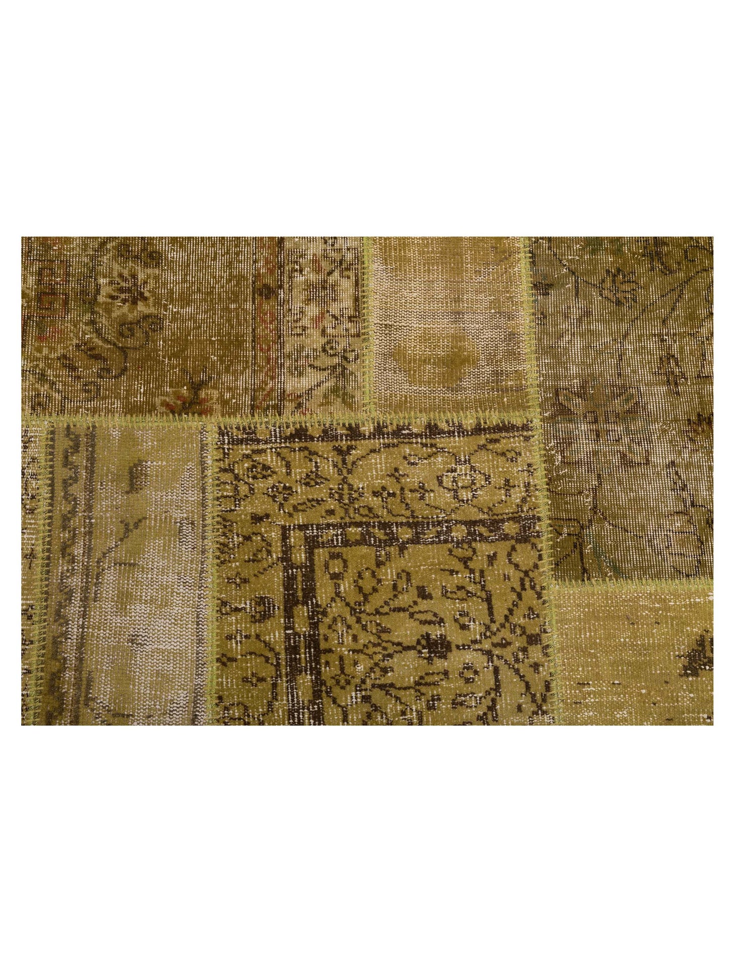 Patchwork Green 8x10 Hand Knotted Rug